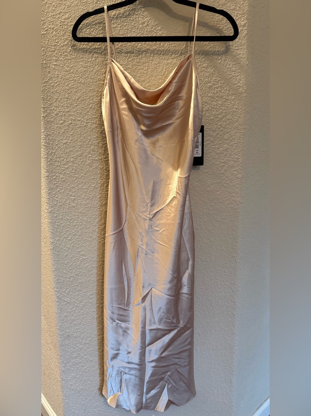 NWT—bebe Satin Cowl-Neck Slip Dress, XS